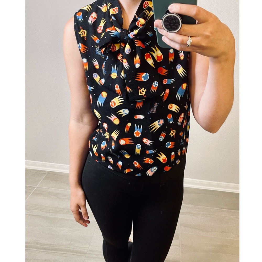 Love Moschino - peace love space sleeveless blouse - size 6